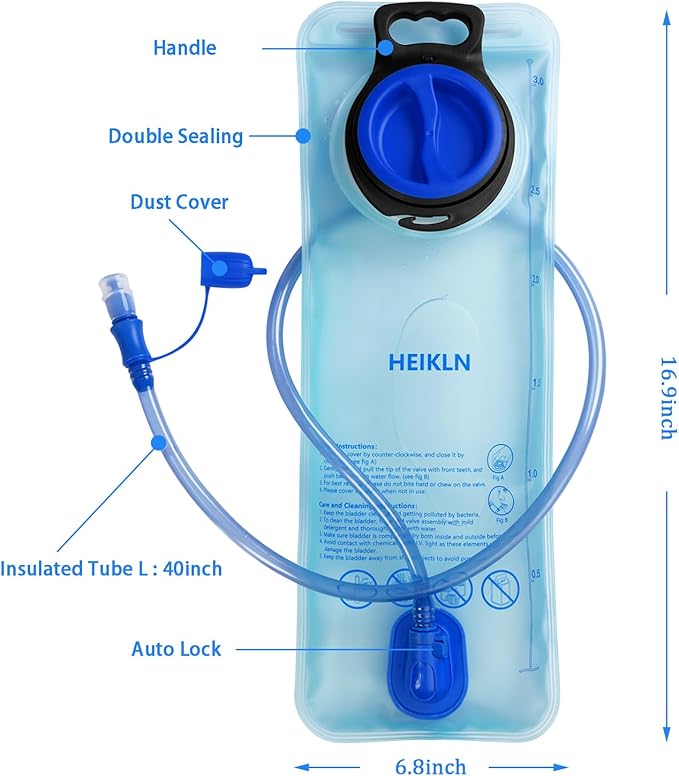 Hydration Bladder 1.5L-2L-2.5L-3L,Leak Proof Water Reservoir, BPA Free Military Water Storage Bladder Bag Hydration Pack Replacement Easy Clean for Bicycling Hiking Camping Hunting Running