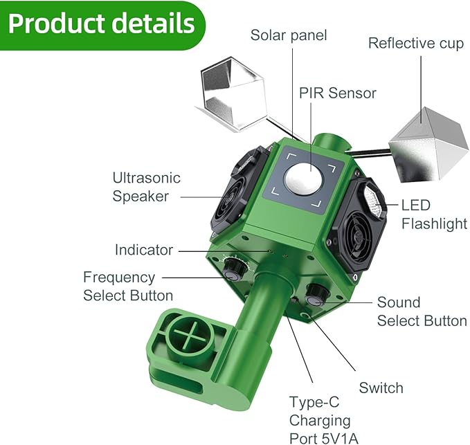 2026 Solar Ultrasonic Bird Repellent Devices Outdoor&Bird Scare Device with Reflective Bird Repeller-Woodpecker Deterrent Goose Deterrent Suitable for Outside Patio Balconies Garden Farm