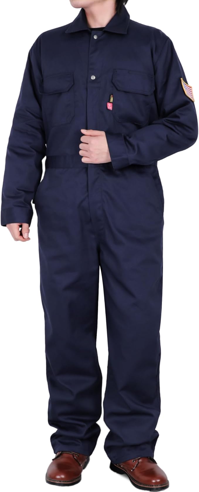 BOCOMAL FR Coveralls Men 7.5oz Cotton Twill Flame Resistant Fire Retardant Work Coverall NFPA 2112 HRC2