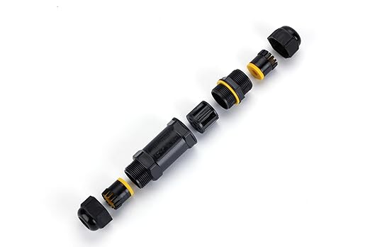 IP68 Waterproof Junction Box Outdoor I-Shape 2way 5Pin (AC450v,32A) M25 Wire Range(8-12mm) Electrical Cable Connector,Suitable for Repair and Extend Power Cables,UL（2Pack）