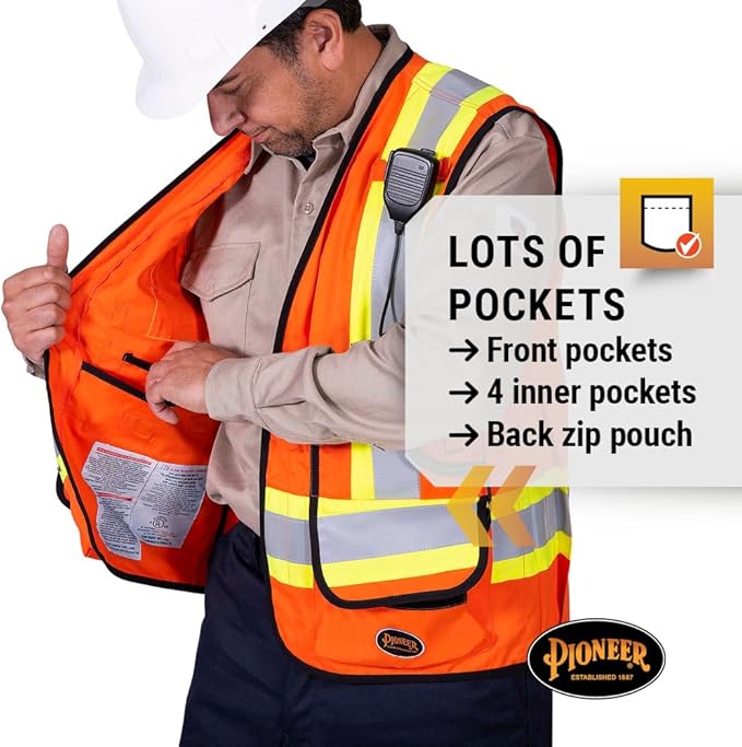 Pioneer Hi Vis FR Surveyor's Safety Vest - Flame Resistant ARC Rated - Reflective - for Men and Women
