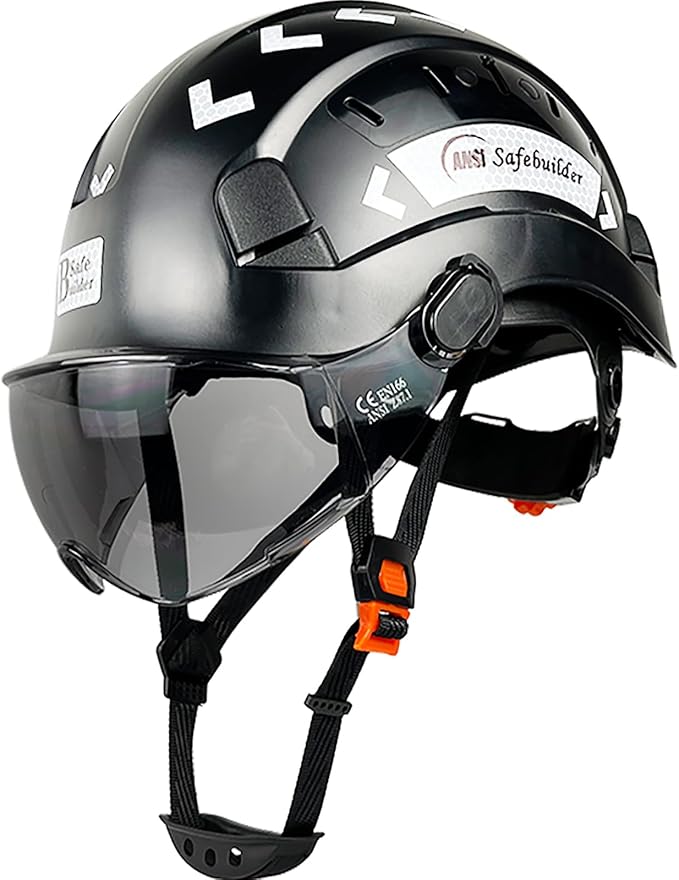Construction Safety Helmet with Visor ABS Hard Hat Adjustable Ventilation Hardhats Industrial Work Head Protection for Men Certified ANSI/ISEA Z89.1