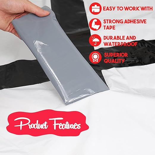 Vapor Barrier Tape, 7 Mil Black Polyethylene Tape Sealing Moisture Barrier Seam, Seal Tape for Crawl Space, Underlayment, Marine Use, White Insulation Tape, Waterproof, 6 Inch, 100 Foot Roll