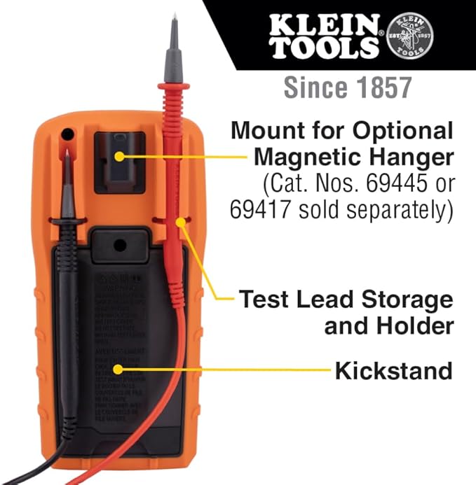 Klein Tools MM720 Digital Multimeter, Auto-Ranging TRMS, Low Impedance (LoZ), 1000V AC/DC Voltage, 10A AC/DC Current, 60 MOhms Resistance