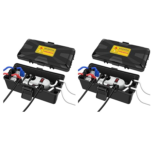 NineLeaf [2 Pack] Outdoor Electrical Box Waterproof, Medium Weatherproof Electrical Box (10.3x5.9x3.7 inch), Extension Cord Cover for Power Strip, Timer, Plug, Holiday Light, Black