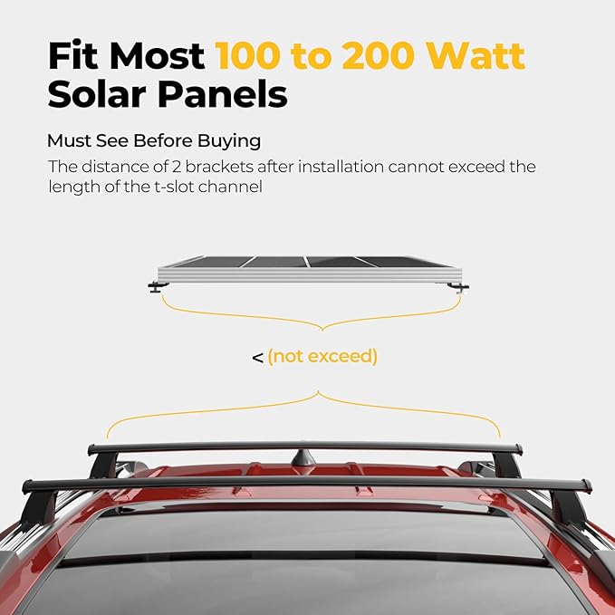 BougeRV Solar Panel T-Slot Mounting Kit Fits for Auto Cross Bars with T-Track to Secure Most 100 to 200 Watt, Heavy Duty Solar Panel Roof Rack Mounting Brackets DIY Off-Grid Solar Systems