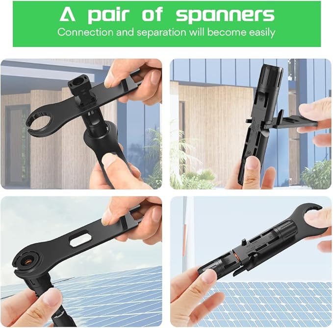 Bateria Power Solar Connectors 30A Y-Branch Cable, Solar Cable Parallel Adaptor in Pair with 2 Spanners for Solar Panel
