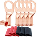 TKDMR 6pcs 8 AWG-3/8 Battery Lugs,Heavy Duty Wire Lugs,Ring Terminals,Battery Cable Ends,0 Guage terminals,Battery Terminal Connectors with 6pcs 3:1 Heat Shrink Tubing