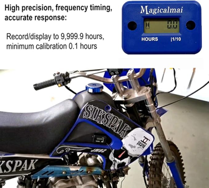 Inductive Hour Meter for Gas Engine Generator Lawn Mower Pressure Washer Marine ATV Boat Outboard Motor Dirt Bike Motorcycle Waterproof Hr Meters - Blue