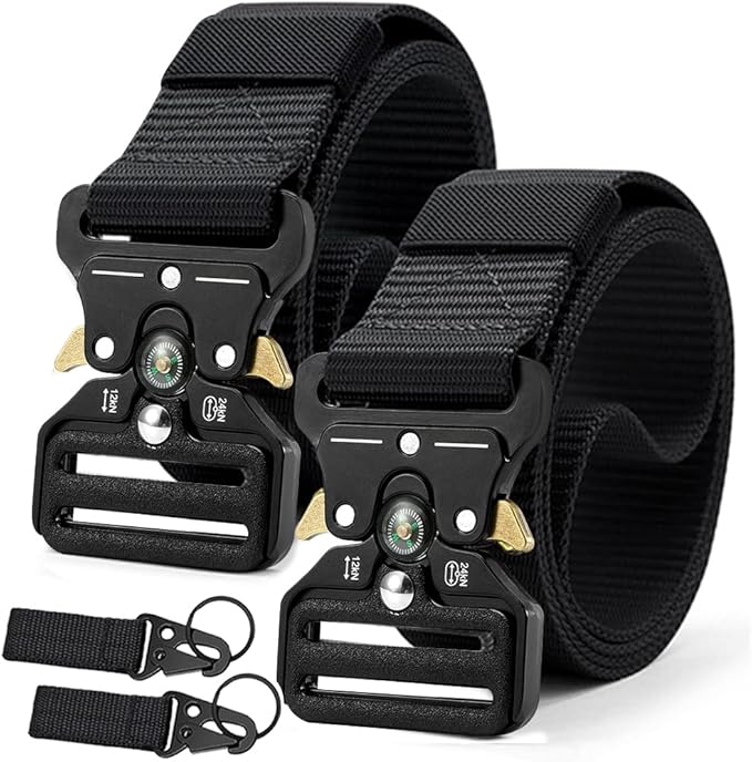 DOOPAI Tactical Belt for Men, 3Pack Military Nylon Web with Heavy Duty Quick Release Metal Buckle