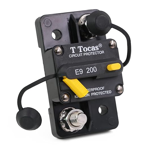 200A Circuit Breaker with Manual Reset and Switch Button for RV Boat Marine ATV Vehicles Audio Electronic Battery System 12V - 48V DC, Waterproof IP67 M10 Studs Surface Mount 200 Amp Breakers