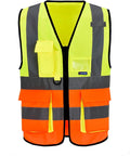 A-SAFETY orange and yellow construction worker vest