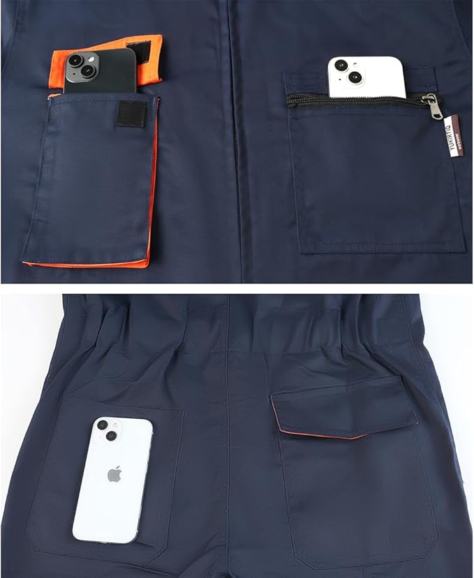 Men's Coveralls Mechanic Work Jumpsuit Multi Pockets Overalls Long Sleeve Workwear Coverall