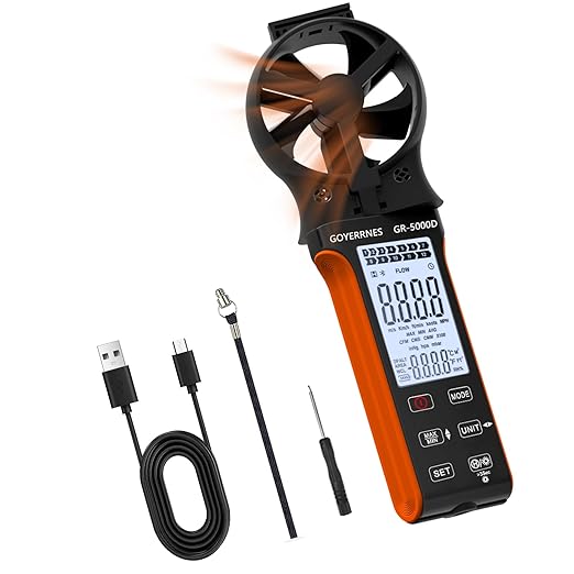 Air Flow & Wind Speed Meter, Handheld CFM Anemometer with Waterproof Touch Button, CFM Meter Gauge Air Velocity Measuring Device for HVAC Outdoor [Rechargeable]