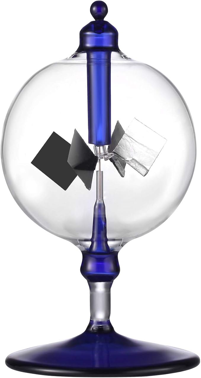Solar Crookes Radiometer Glass Windmill Handmade for Party Home Decoration Gift Blue S