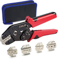 Ratcheting Wire Crimping Tools Set,For molex,JST,dupont style Open Barrel Terminals,Insulated Nylon,Non-Insulated,Ferrule Wire End,Solar Connectors,Crimping pliers + 4-jaw set