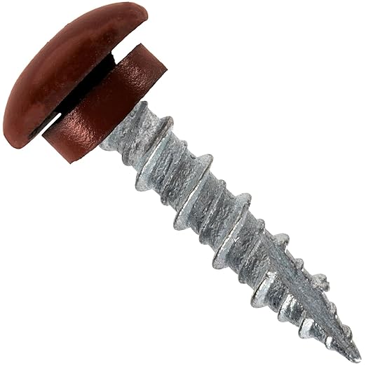 10 x 1 RED - Low Profile Star Head Roofing Screws - HI-LO Thread - Metal to Wood - T25 Torx Drive Head - EPDM Washer. 1 x 250 Count Bag - 250 Screws