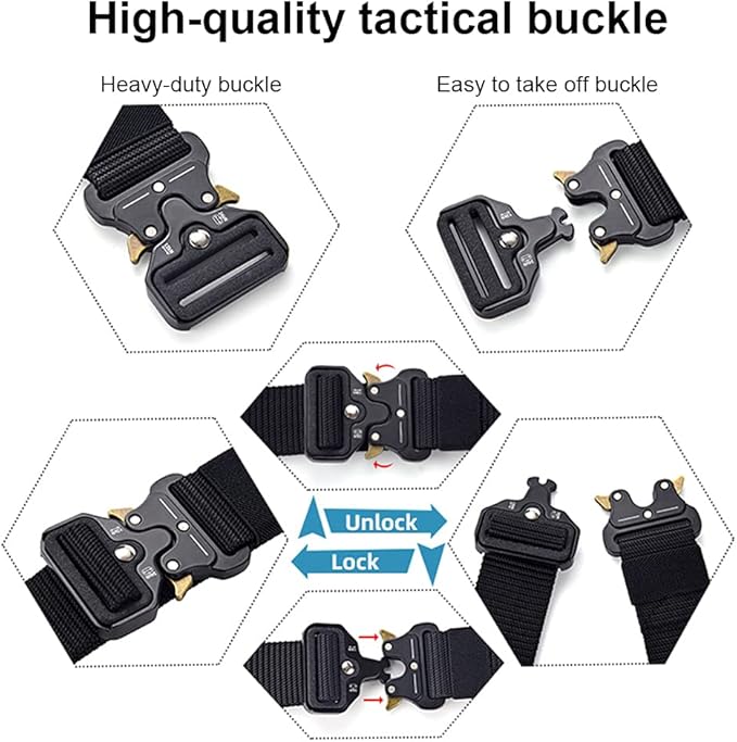 DOOPAI Tactical Belt for Men, 3Pack Military Nylon Web with Heavy Duty Quick Release Metal Buckle