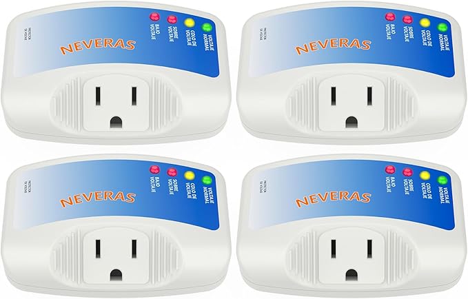 Voltage Protector, Malictele Single Outlet Surge Protector for Home Appliances 120V 10A Brownout Protection Plug for Fridge TV Air Conditioners Surge Protector -4Pack