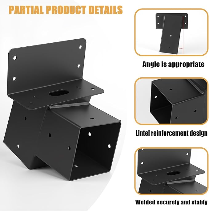 4 Pcs Deer Stand Brackets 4x4 (Strengthen Support, Easy Installation), Outdoor Angle Brackets with Powder-Coated for Deer Stand, Tree House, Shooting Shack & Outdoor Platforms