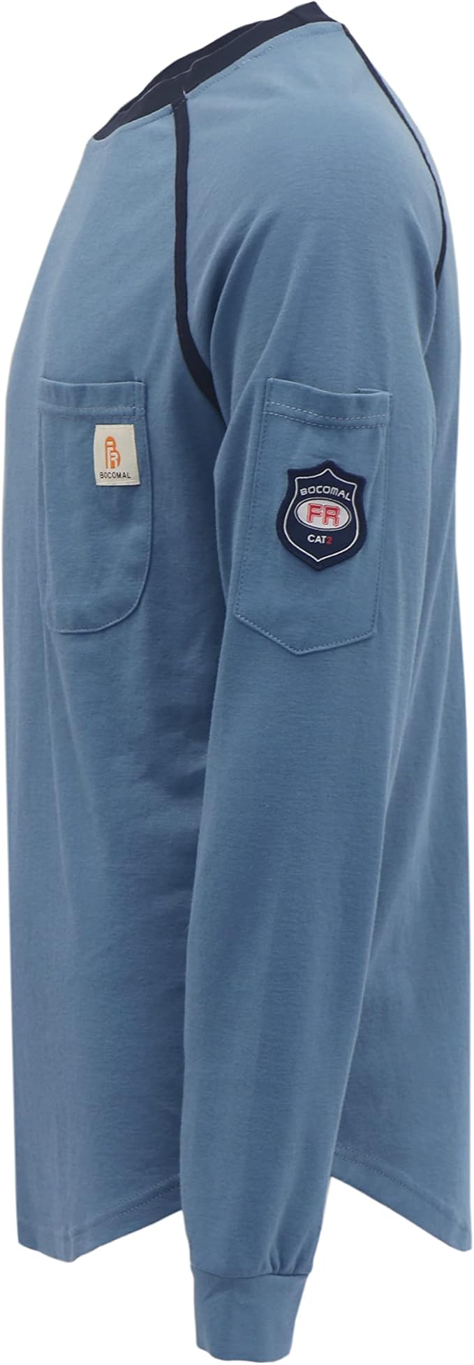 BOCOMAL FR Shirts for Men Crew Neck Long Sleeve 5.5oz Light Weight Flame Resistant/Fire Retardant Clothing Shirt