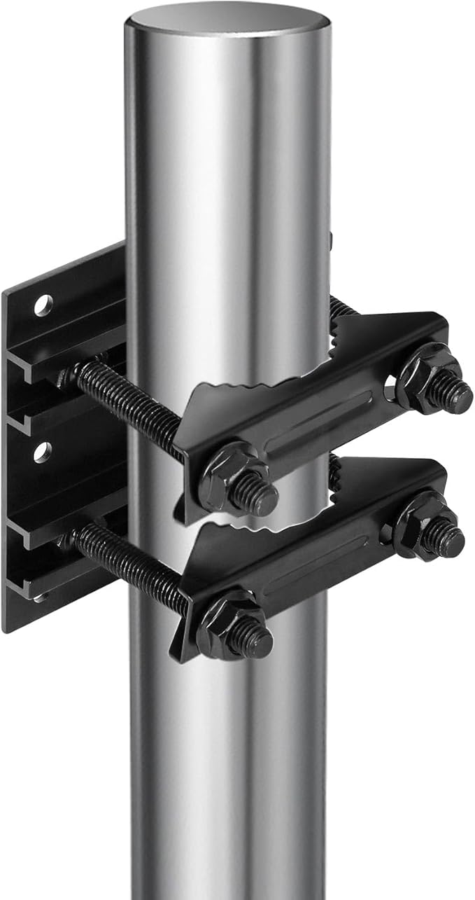 1 Pack 2.67" Pole Mounting Kit, Mast Mount Brackets for Outside Antenna, Street Sign Mounting Hardware for Light Poles, Outdoor Security Camera Bracket, Side Mount Flag Pole Holder L