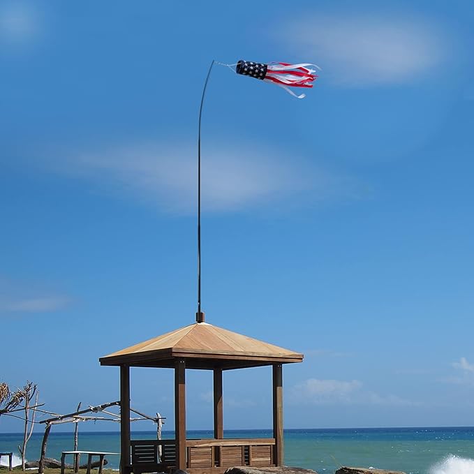 Anley 10Ft Telescopic Flagpole - Retractable Fiberglass Outdoor Telescoping Flag Pole - Reinforced Twist-to-Tighten Section & Clip Hook Top - Lightweight Durable Pole (Black)