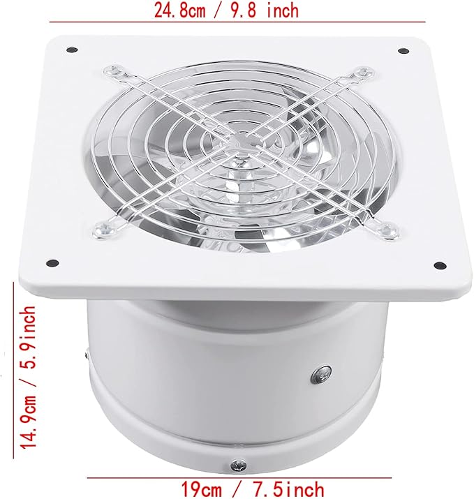 Nalle 8 inch Exhaust Fan 80W 500CFM Through-wall installation Ventilation Fans 110V Exhaust Smoke Fan with Power Cord for Kitchen,Bathroom,laundry room,Garage (white)