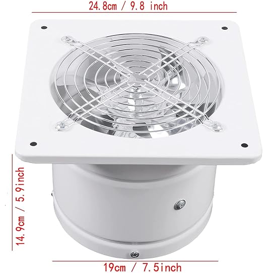 Nalle 8 inch Exhaust Fan Through Wall Extractor Exhaust Ventilation Fan 110V Exhaust Smoke Fan Ventilation for Kitchen, Bathroom,laundry room,Toilets, Garage, Shopping Mall and Office (500 CFM/White)