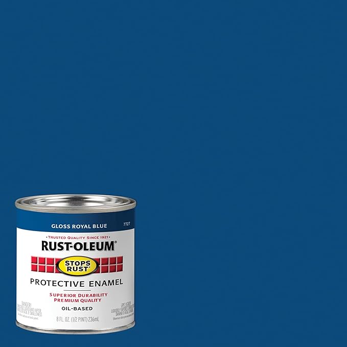 Rust-Oleum 7727730 Stops Rust Brush On Paint, Half Pint, Gloss Royal Blue