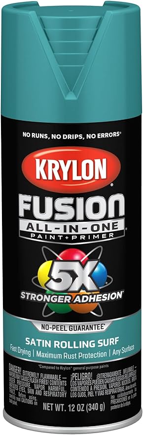 Krylon Fusion All-In-One Adhesive Spray Paint for Indoor/Outdoor Use, 12 oz, Rolling Surf