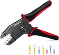 Sanuke Ratchet Crimping Tool for Heat Shrink Connectors (AWG 22-10), Wire Terminal Crimper for Insulated Nylon Connectors, Crimping Pliers for Electrical Repairs, Auto Wiring & Home Projects