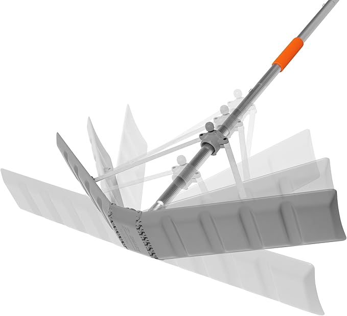 Snow Roof Rake w 16ft Pole, Easy Snow Removal from Roof, Prevents Ice Dams, Quick Assembly, 36 Inches Wide, 21 Foot Reach, Designed in The USA