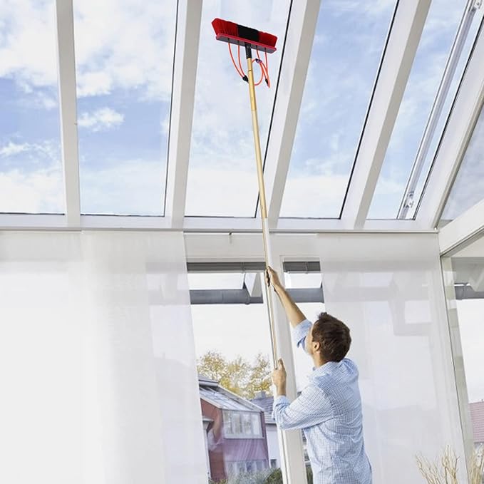 26ft Water Fed Pole Window Cleaning System, Cleaning Brush Tool Solar Panel Brush Extendable Solar Panel Cleaning Brush and Pole Multi-Angle Adjustment for High Window Cleaning