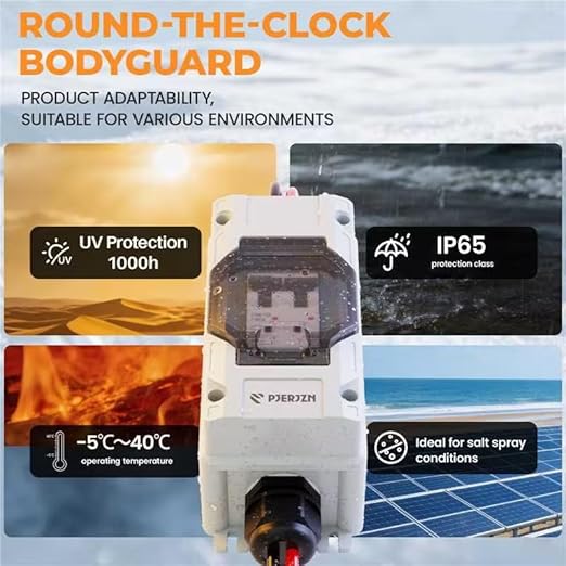 Solar Panel Disconnect Switch 10-60A 1000V Solar Disconnect Switch Outdoor PV Isolator Upgraded Cover Visual Design Waterproof Circuit Breaker Box for RV Home Battery Off-Grid(1000VDC, 50 Amp)