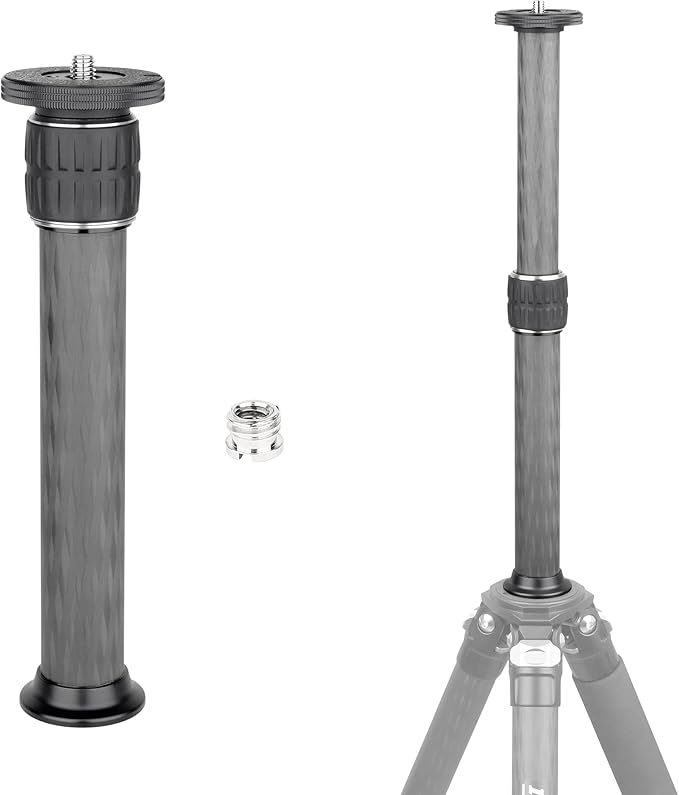 INNOREL ER322C Universal Carbon Fiber Tripod Center Column Extension Pole - 10 Layers, 32.5mm Tube, 55lbs Max Load, Black, Compatible with DSLR Camera, Tripod & Monopod