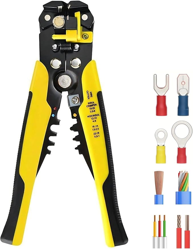 3 in 1 Wire Strippers - Self-Adjusting Wire Stripper Tool with Wire Cutters & Crimping Tool, Heavy Duty Electrical Wire Strippers for 10-24 AWG Copper/Aluminum/Cable Wire