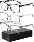 Blue-Light Blocking Glasses Computer Reading/Gaming/TV/Phones Glasses Fashion Anti Eyestrain Glasses for Women Men（D6 Gray + Transparent + Douhua）