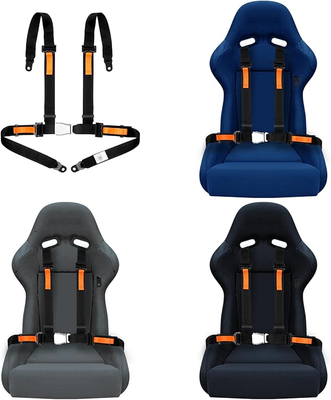 Yakitoko Universal 4 point Safety Harness Set 2inch Fits Go Kart,UTV,ATV,Racing Black