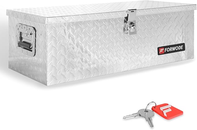 FORWODE 30 Inch Aluminum Truck Tool Box Lockable Truck Bed Tool Box Waterproof Truck Bed Storage Box with Side Handle Truck Tool Chest for Pickup, Truck Bed, RV, Trailer & Garage (Silver)