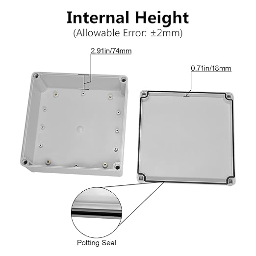 LeMotech Junction Box IP67 Waterproof Dustproof ABS Plastic Project Box for Electrical Outdoor Enclosure Gray 7.9 x 7.9 x 3.7 inch (200 x 200 x 95 mm)