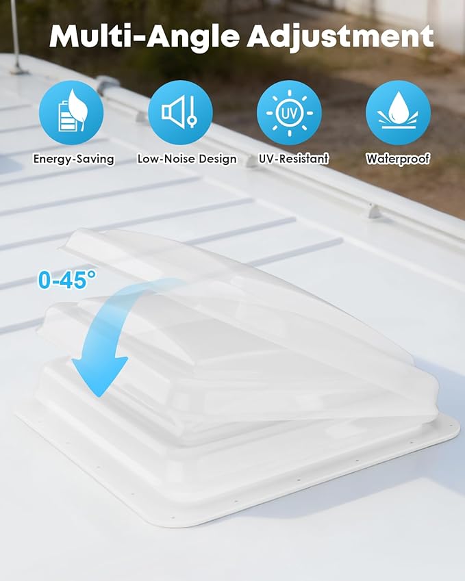 Kohree RV Roof Vent Fan 14" x 14" for Camper Trailer, Universal RV Bathroom Exhaust Vent with 12V RV Fan, RV Camper Exhaust Fan with 6" Blades