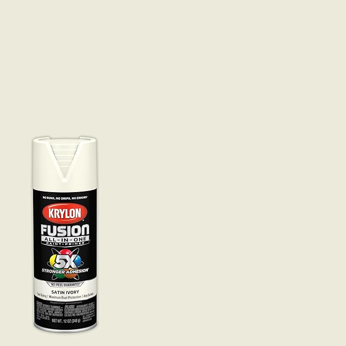 Krylon Fusion All-In-One Adhesive Spray Paint for Indoor/Outdoor Use, 12 oz, Ivory