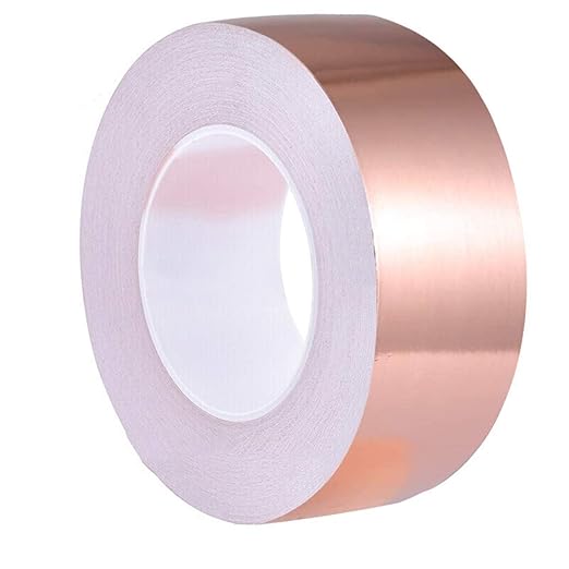 Copper Foil Tape (1 inch X 66 FT) with Double-Sided Conductive Adhesive for Guitar & EMI Shielding,Stained Glass Making,Electrical Repairs,Paper Circuits,Soldering,Grounding,DIY Copper Tape