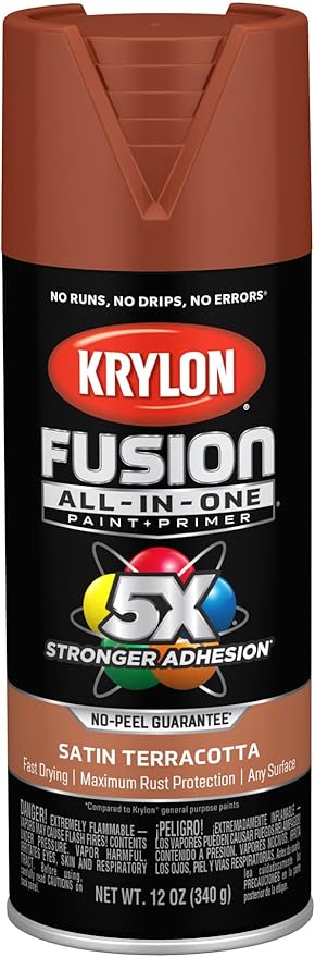 Krylon Fusion All-In-One Adhesive Spray Paint for Indoor/Outdoor Use, 12 oz, Terracotta