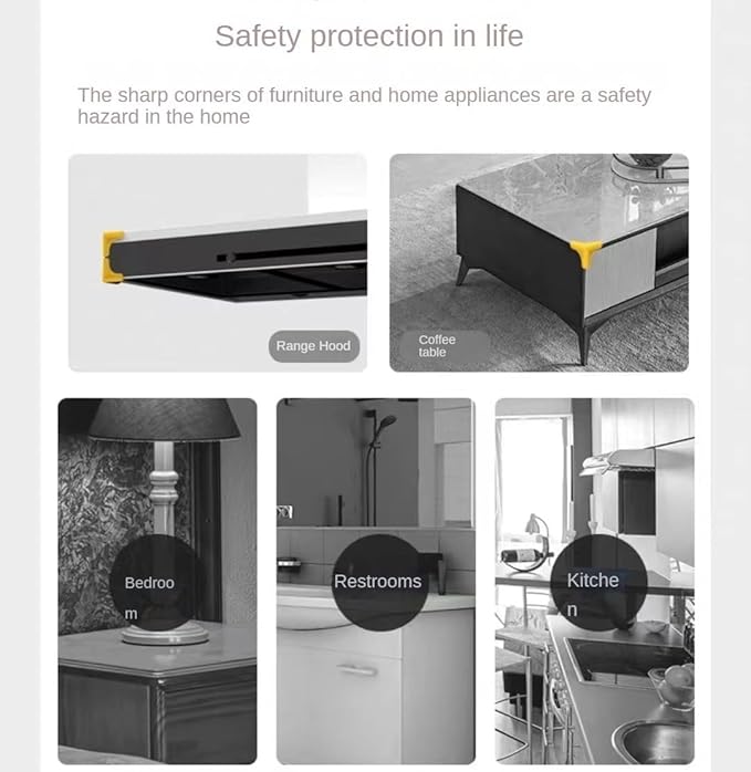 Corner Protectors for Safety Child Kids,Silicone Anti-Collision Corner Protector,Corner Guard Protector 4-Piece Set,Edge Protecto Suitable for Range Hood;Kitchen;Furniture;Table;Walls.HAILANA (Black)