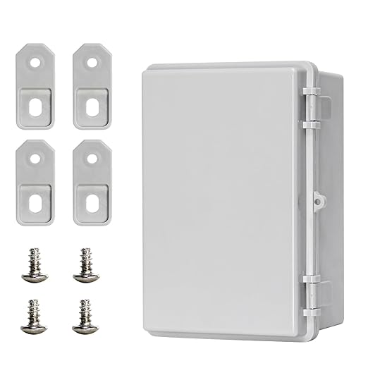 Waterproof Outdoor Junction Box ABS Plastic Electrical Enclosure Hinged Cover Electric Box with Mounting Plate for LED Lights, Solar Panels, and Surveillance Cameras(11.4"x7.4"x5.5")