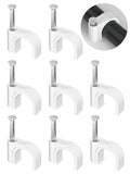 Jadaol Cable Clips 100Pcs 10mm Nail in Clips for Round Ethernet Cables Wall Clips Cable Tacks Electrical Wire TV Cable Speaker Wire Coax Clips Cable Nails for Cord Cat5/Cat5e/Cat6/Cat7 RJ45 Cord Clips