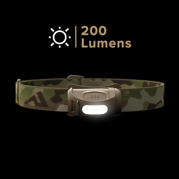 Princeton Tec FRED Tactical LED Headlamp Rugged Reliable Lighting with Multiple Brightness Levels Red and White LEDs Hands Free Compact Design Ideal for Field,Utility Work & Professional Use-Multicam