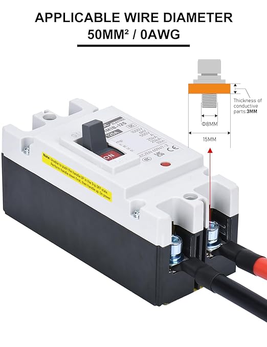 DIHOOL 125 Amp DC Circuit Breaker, Battery Disconnect Switch for Power Station Solar System